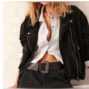 Free People Rebel Moto Black Jacket Size Small